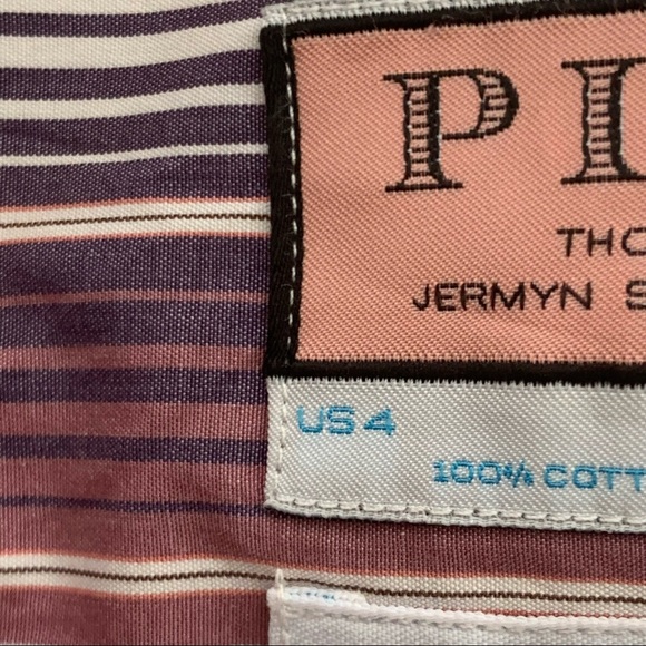 THOMAS PINK 100% Cotton Striped Button Up Shirt Plum White - Picture 3 of 16